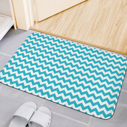Blue And White Chevron Pattern Print Indoor Door Mat