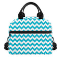 Blue And White Chevron Pattern Print Insulated Lunch Bag