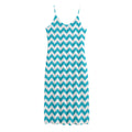 Blue And White Chevron Pattern Print Jersey Midi Cami Dress