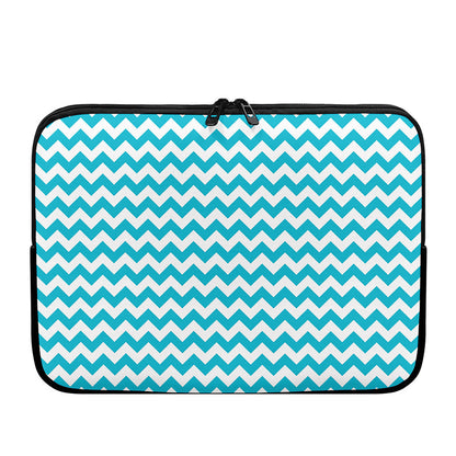 Blue And White Chevron Pattern Print Laptop Sleeve