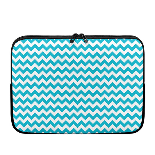 Blue And White Chevron Pattern Print Laptop Sleeve