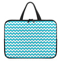 Blue And White Chevron Pattern Print Laptop Sleeve With Handle