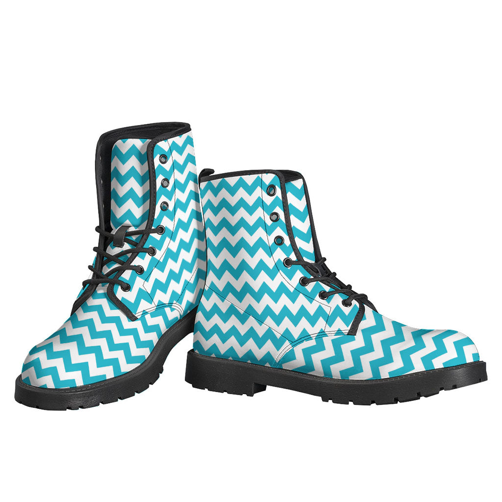 Blue And White Chevron Pattern Print Backpack