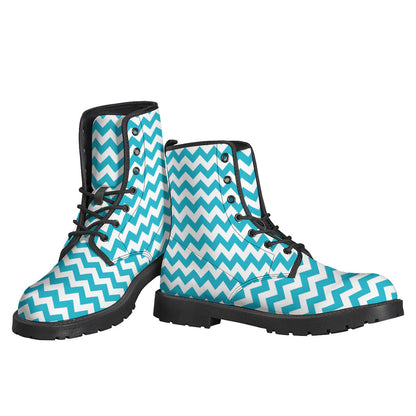 Blue And White Chevron Pattern Print Backpack