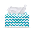 Blue And White Chevron Pattern Print Leather Tissue Box Cover