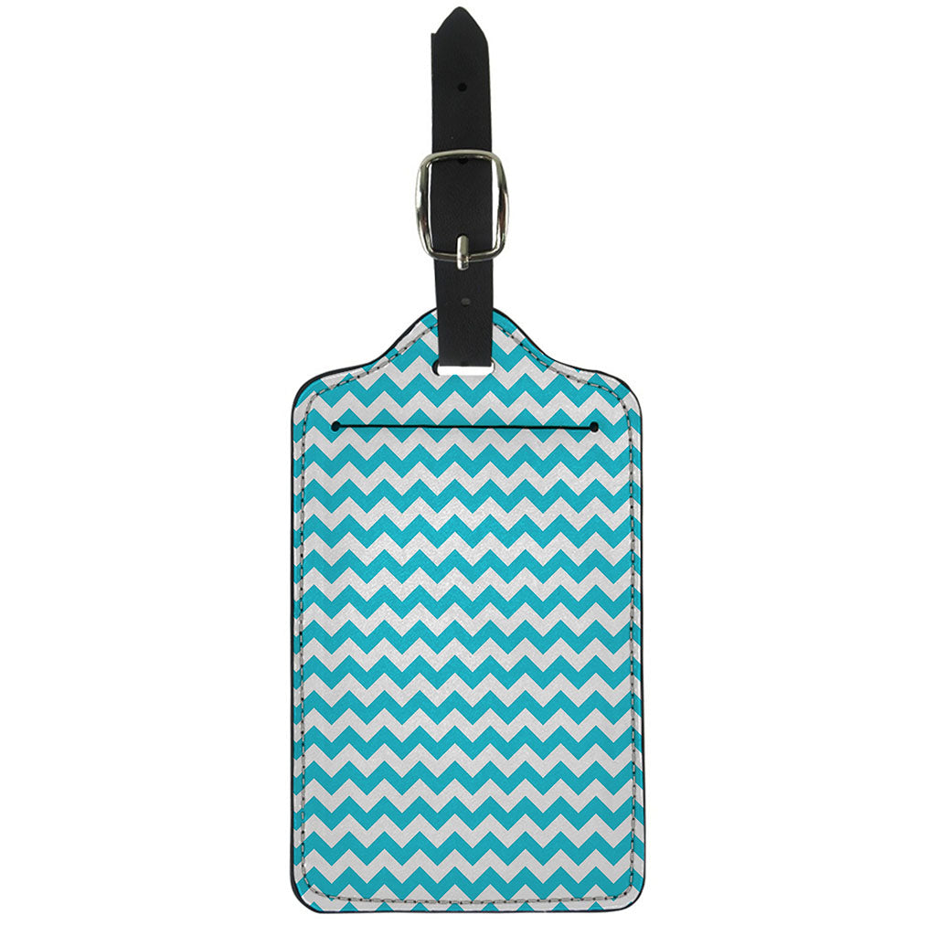 Blue And White Chevron Pattern Print Luggage Tag