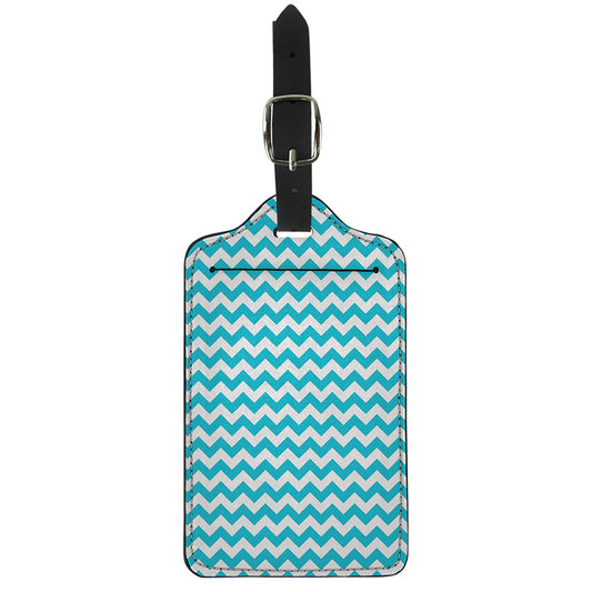 Blue And White Chevron Pattern Print Luggage Tag