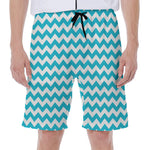 Blue And White Chevron Pattern Print Men's Beach Shorts