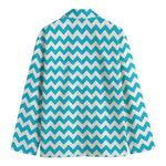 Blue And White Chevron Pattern Print Men's Blazer