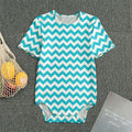 Blue And White Chevron Pattern Print Men's Bodysuit
