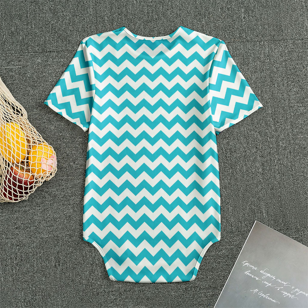 Blue And White Chevron Pattern Print Men's Bodysuit