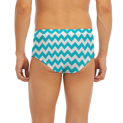 Blue And White Chevron Pattern Print Men's Briefs