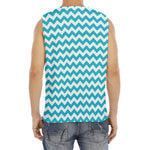 Blue And White Chevron Pattern Print Men's Fitness Tank Top