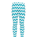 Blue And White Chevron Pattern Print Men's Leggings