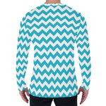 Blue And White Chevron Pattern Print Men's Long Sleeve T-Shirt