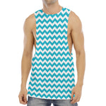 Blue And White Chevron Pattern Print Men's Muscle Tank Top