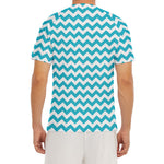 Blue And White Chevron Pattern Print Men's Short Sleeve Rash Guard