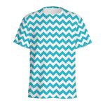 Blue And White Chevron Pattern Print Men's Sports T-Shirt