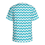 Blue And White Chevron Pattern Print Men's Sports T-Shirt