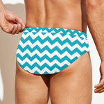 Blue And White Chevron Pattern Print Men's Swim Briefs