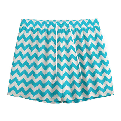 Blue And White Chevron Pattern Print Mesh Shorts