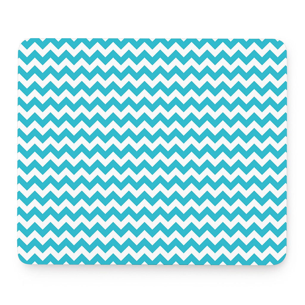 Blue And White Chevron Pattern Print Mouse Pad
