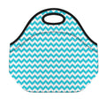 Blue And White Chevron Pattern Print Neoprene Lunch Bag