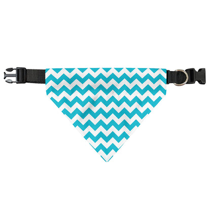 Blue And White Chevron Pattern Print Over The Collar Dog Bandana