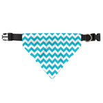 Blue And White Chevron Pattern Print Over The Collar Dog Bandana