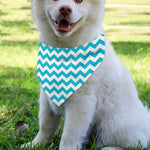 Blue And White Chevron Pattern Print Over The Collar Dog Bandana