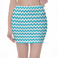 Blue And White Chevron Pattern Print Pencil Mini Skirt