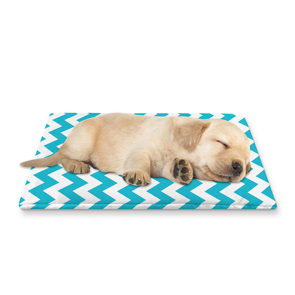 Blue And White Chevron Pattern Print Pet Cooling Mat Cover
