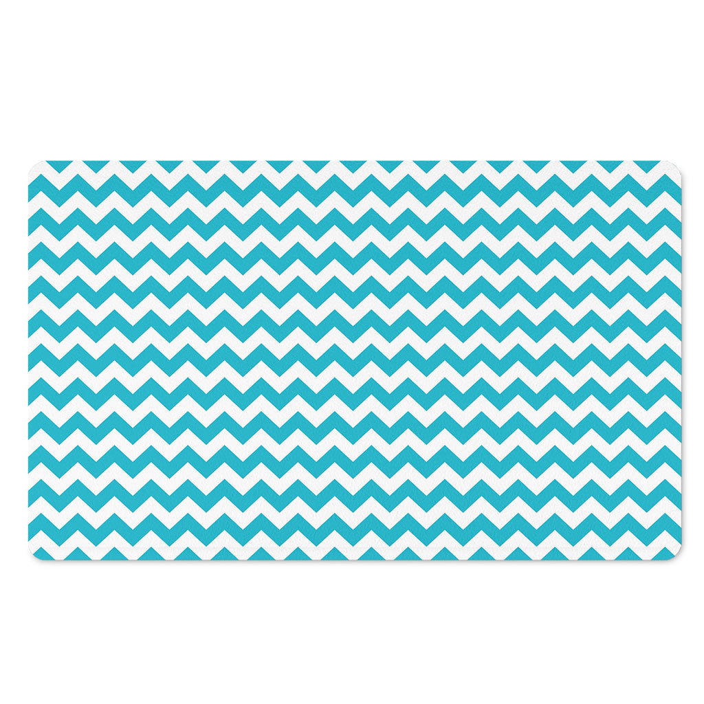 Blue And White Chevron Pattern Print Polyester Doormat