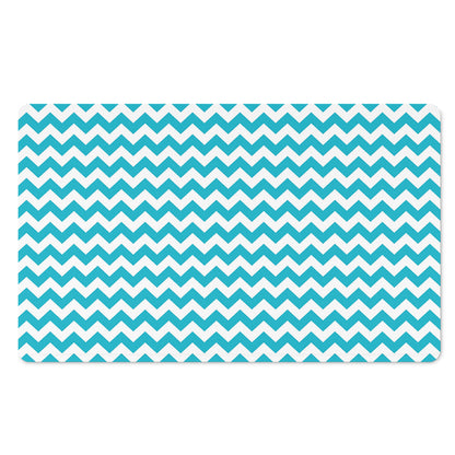 Blue And White Chevron Pattern Print Polyester Doormat