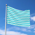 Blue And White Chevron Pattern Print Polyester Flag