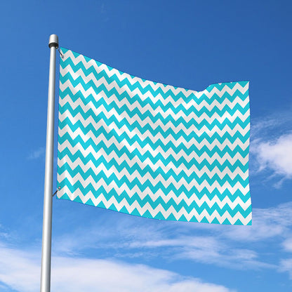 Blue And White Chevron Pattern Print Polyester Flag