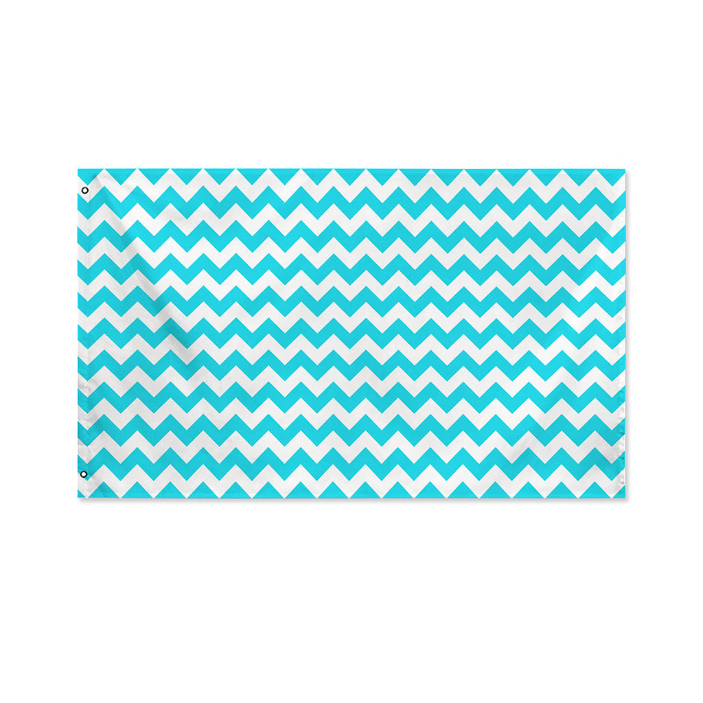 Blue And White Chevron Pattern Print Polyester Flag