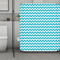 Blue And White Chevron Pattern Print Polyester Shower Curtain