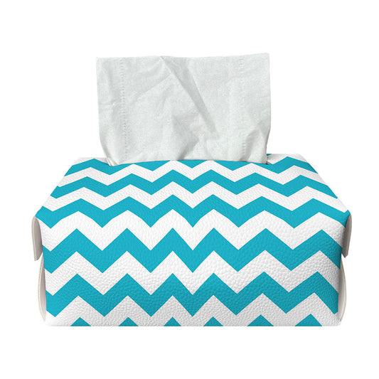 Blue And White Chevron Pattern Print Rectangle Tissue Box Cover