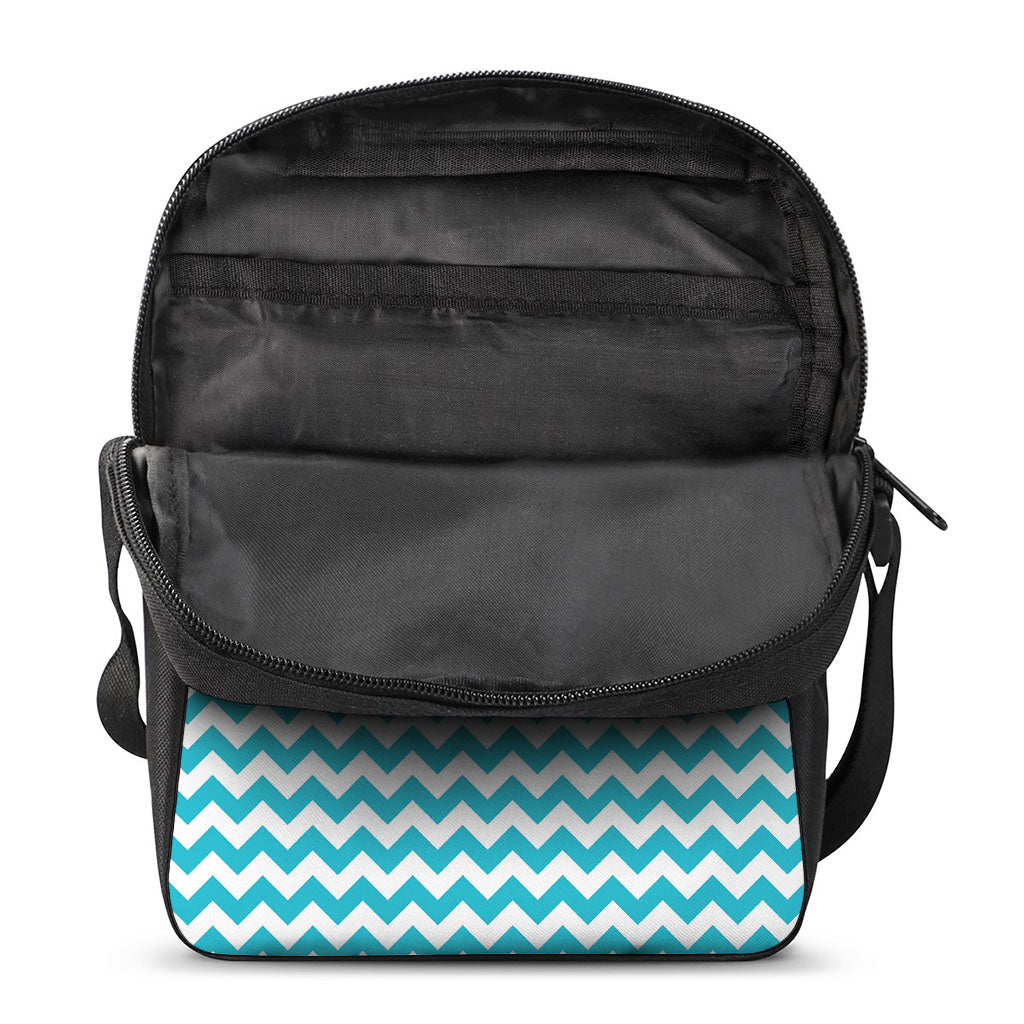 Blue And White Chevron Pattern Print Rectangular Crossbody Bag