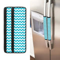 Blue And White Chevron Pattern Print Refrigerator Handle Covers
