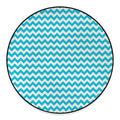Blue And White Chevron Pattern Print Round Floor Mat