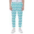 Blue And White Chevron Pattern Print Joggers