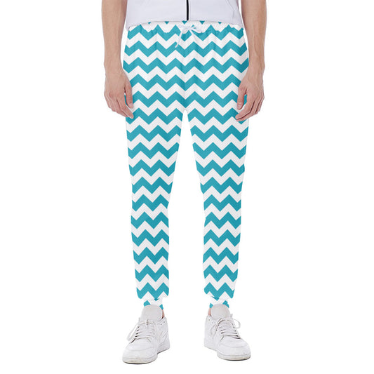 Blue And White Chevron Pattern Print Scuba Joggers