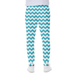 Blue And White Chevron Pattern Print Scuba Joggers
