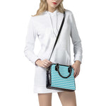 Blue And White Chevron Pattern Print Shoulder Handbag