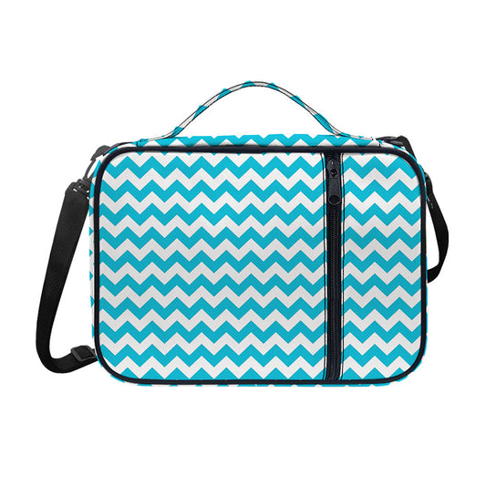 Blue And White Chevron Pattern Print Shoulder Strap Bible Bag