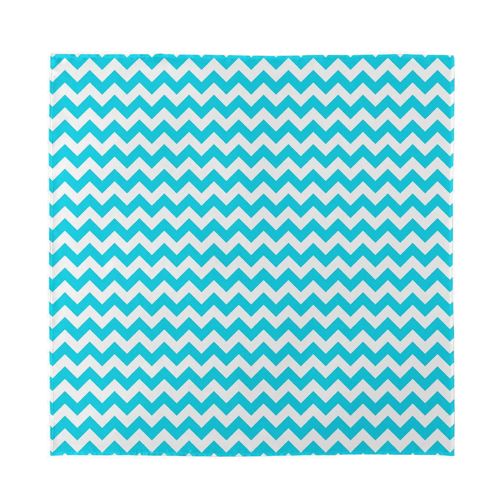 Blue And White Chevron Pattern Print Silk Bandana