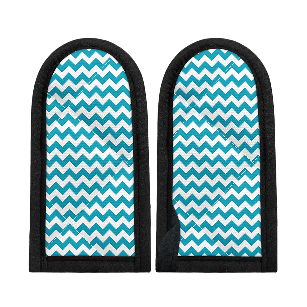 Blue And White Chevron Pattern Print Skillet Handle Cover