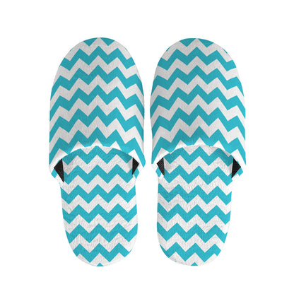 Blue And White Chevron Pattern Print Slippers